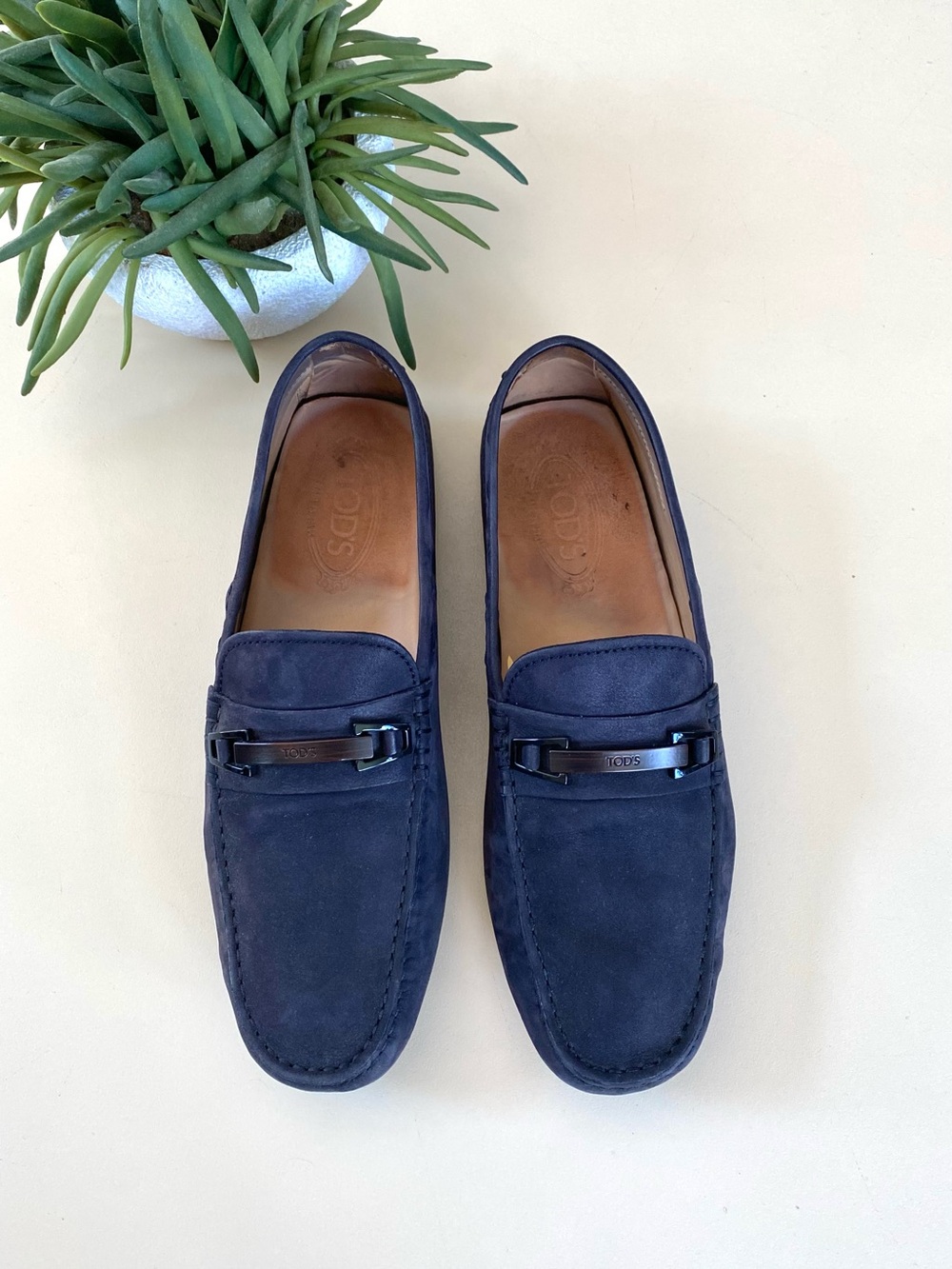 TOD’S - Navy Suede Driver Loafers + Box - Picture 2 of 16